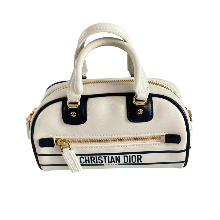 Christian Dior Calfskin Bowling From 2021 Collection by Maria Grazia Chiuri White DR199