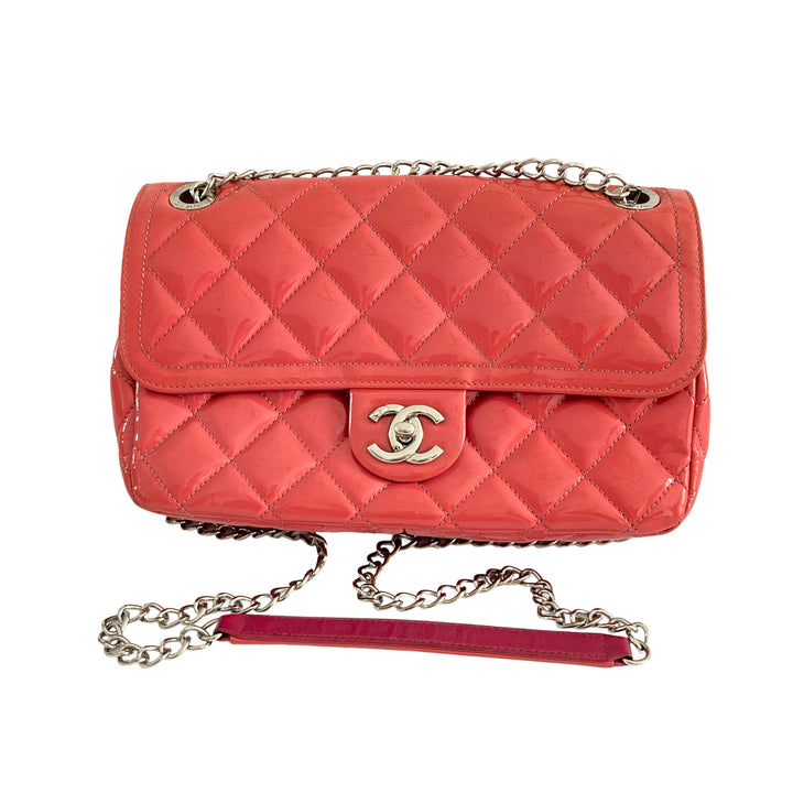 Chanel Patent Quilted Large Coco Shine Flap Pink