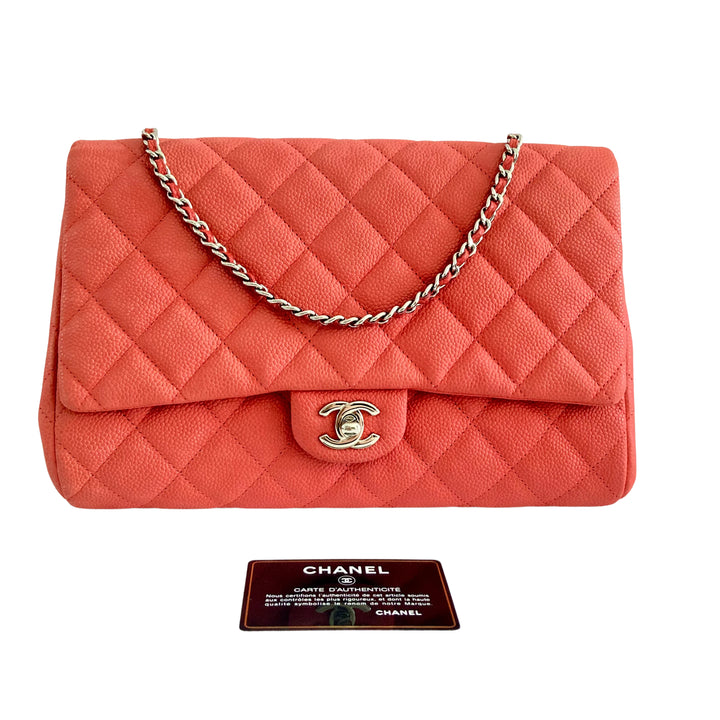 Chanel Caviar Quilted Clutch Coral Pink (18***41)