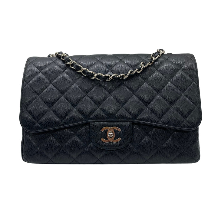 Chanel Classic Caviar Jumbo Single Flap CF Black GHW (13***96) cc419