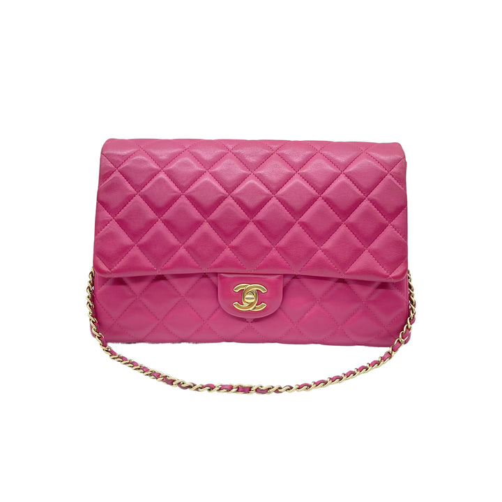 Chanel Classic Lambskin Quilted Clutch Baby Rose