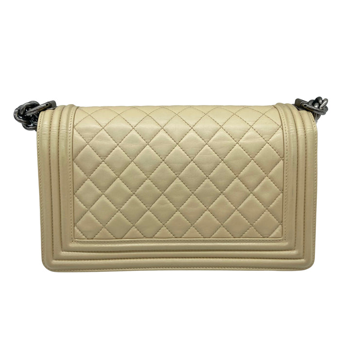 Chanel Quilted Lambskin Medium Boy Beige/Black (16***95) CC446