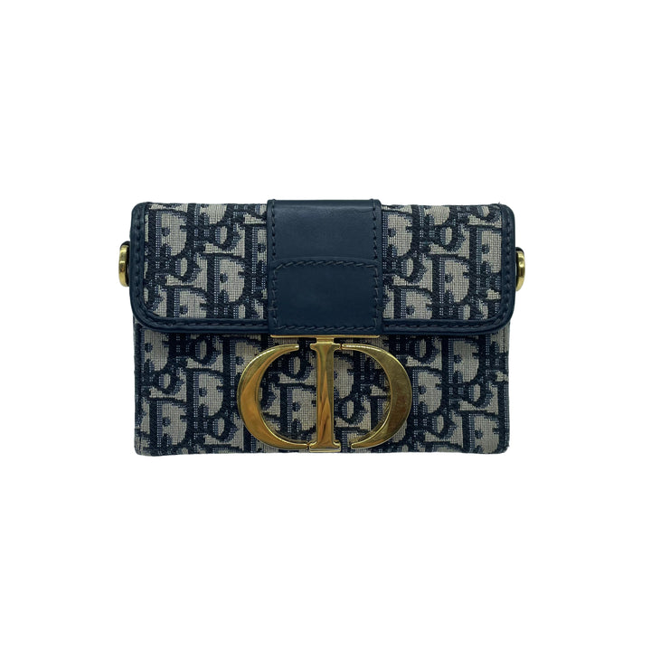 Christian Dior Montaigne Oblique Small Box Shoulder Bag Blue DR208