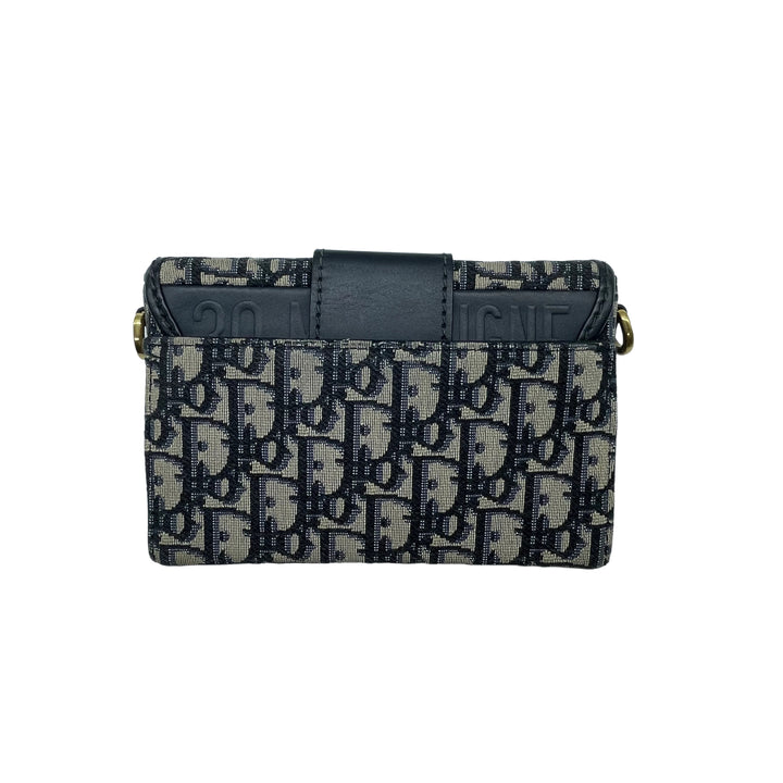 Christian Dior Montaigne Oblique Small Box Shoulder Bag Blue DR208