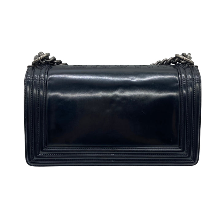 Chanel Patent Leather Medium Flap Boy Black/Black (21***83)cc488