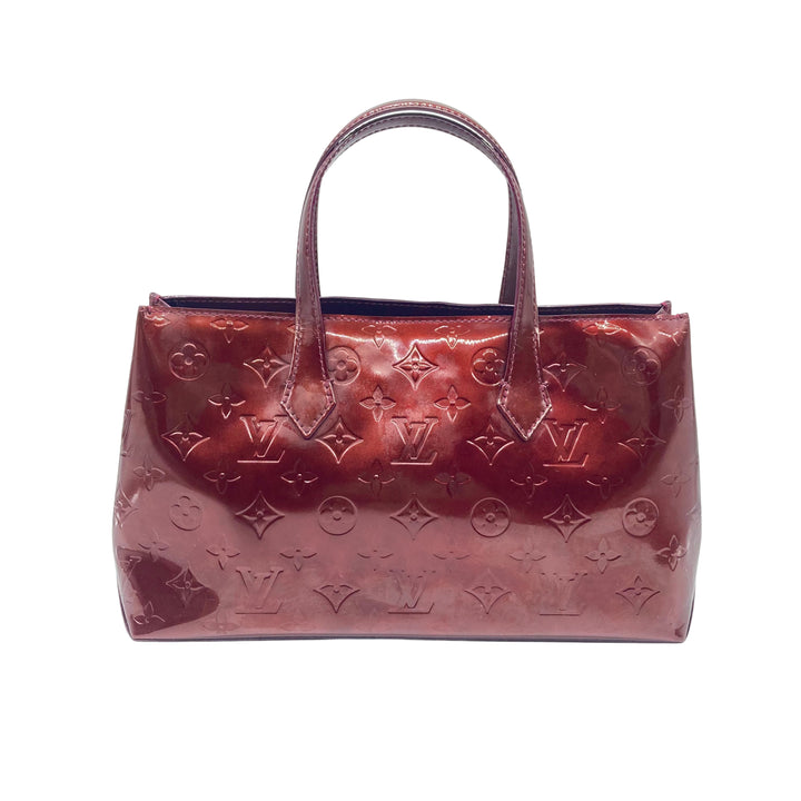 Louis Vuitton Wilshire Patent PM Monogram Hand Bag Red LV1044