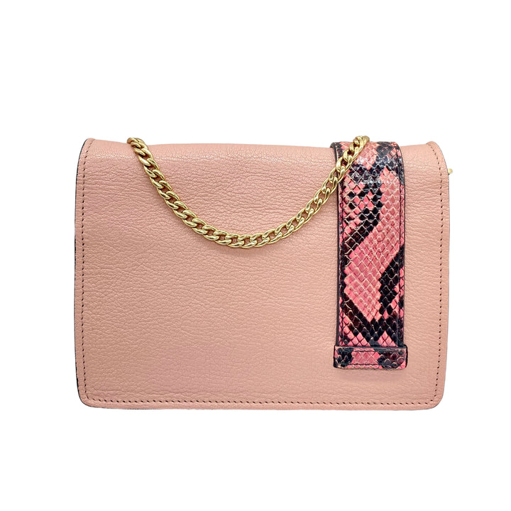 Miu Miu Peach Leather Crystal Buckle Flap Shoulder Bag MM11