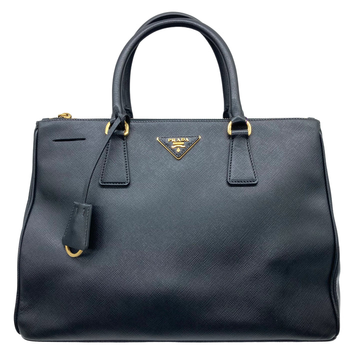 Prada Saffiano Lux Leather Medium Double Zip Tote Black PR120