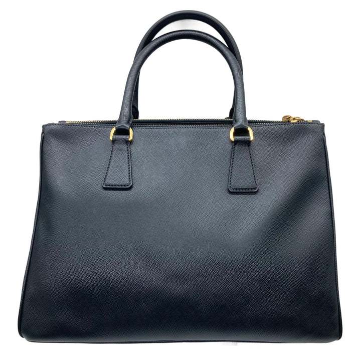 Prada Saffiano Lux Leather Medium Double Zip Tote Black PR120