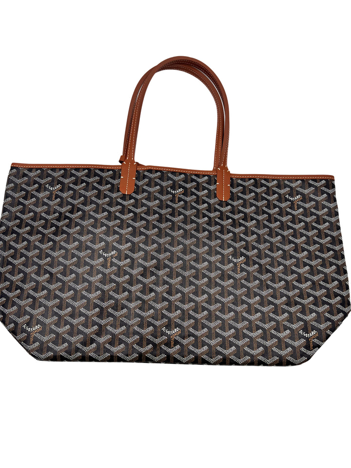 Goyard Goyardine Saint Louis Black Brown Shoulder Tote Bag & Pouch GR17