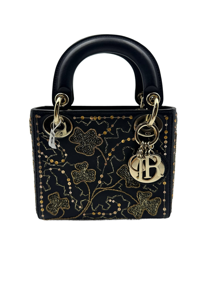 Christian Dior Limited Edition Embrodered Mini Lady Gold/Black DR232