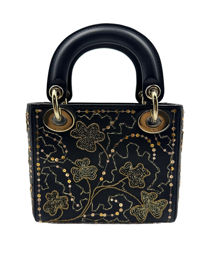 Christian Dior Limited Edition Embrodered Mini Lady Gold/Black DR232