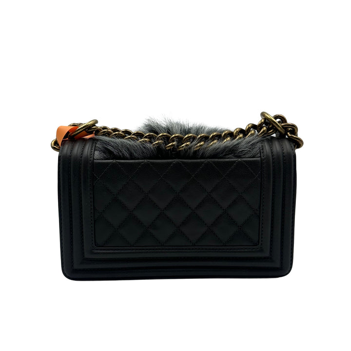 Chanel Horse Fur Small Flap Boy Black CC580