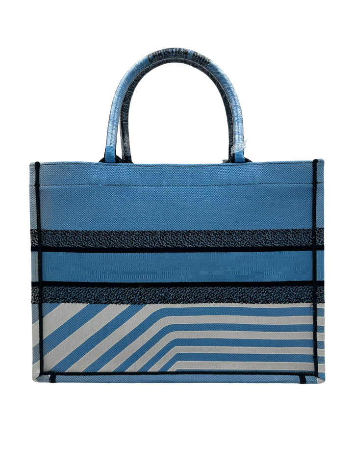 Christian Dior Zebra Embroidery Medium Booktote Blue DR239
