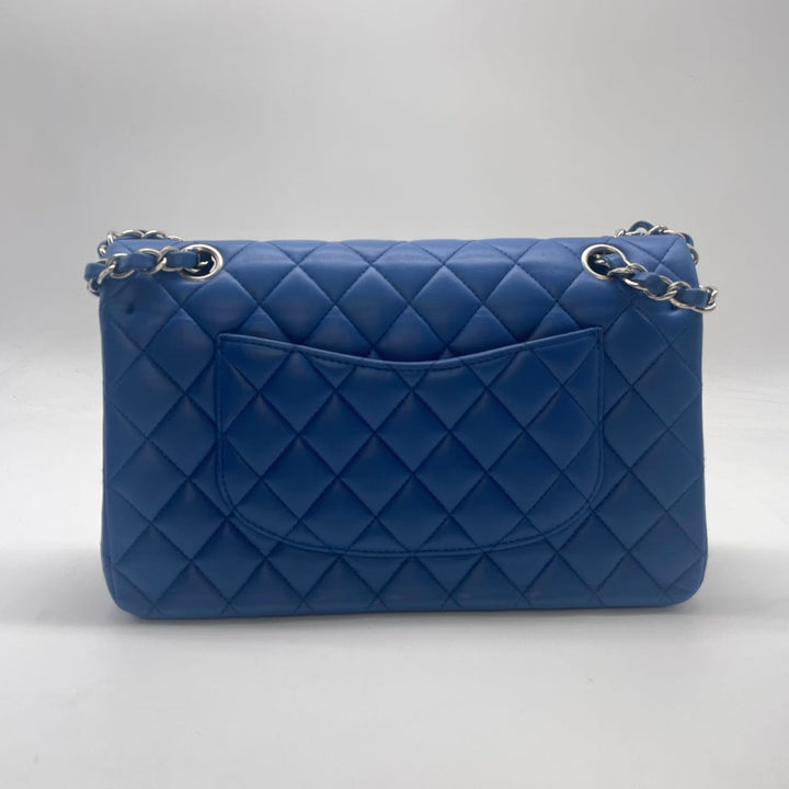 Chanel Quiled Lambskin Medium Classic Double Flap Blue (22***05) CC523