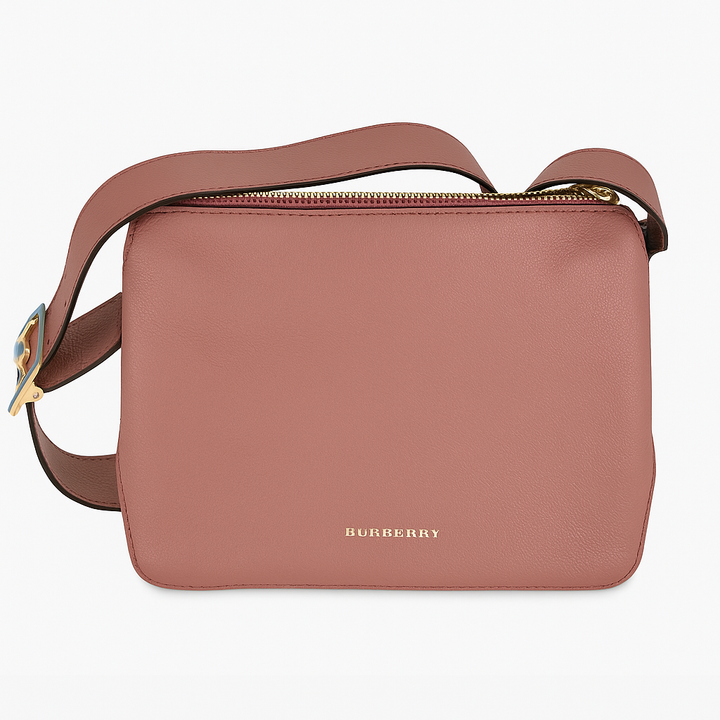 Burberry Nova Check Leather Canvas Shoulder Bag Pink