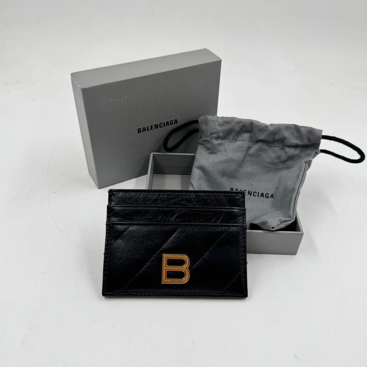 Balenciaga logo-plaque leather card holder