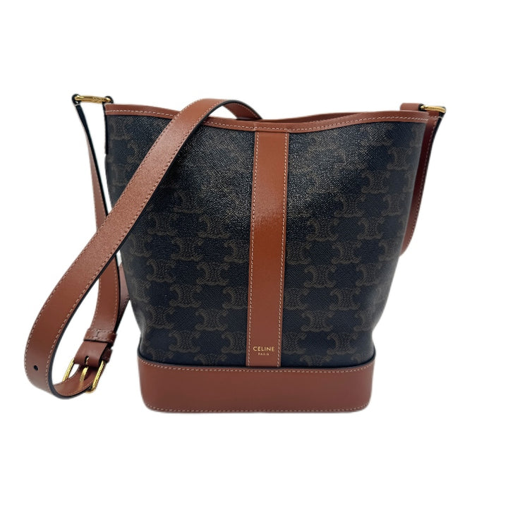 Celine Triomphe Canvas Calfskin Small Bucket Bag CEBUCKET