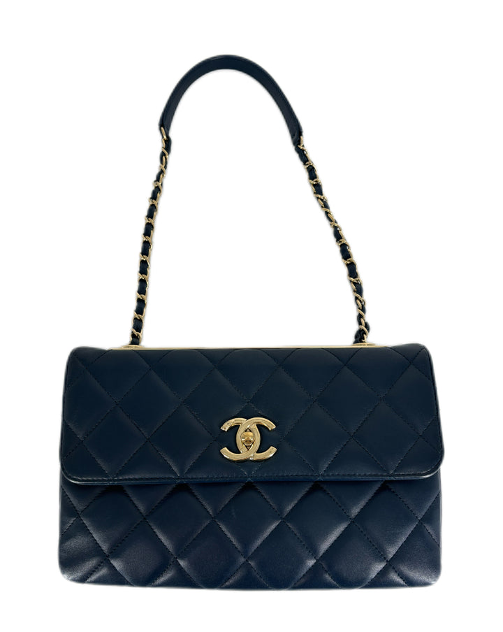 Chanel Lambskin Quilted Medium Trendy CC Flap Navy Blue