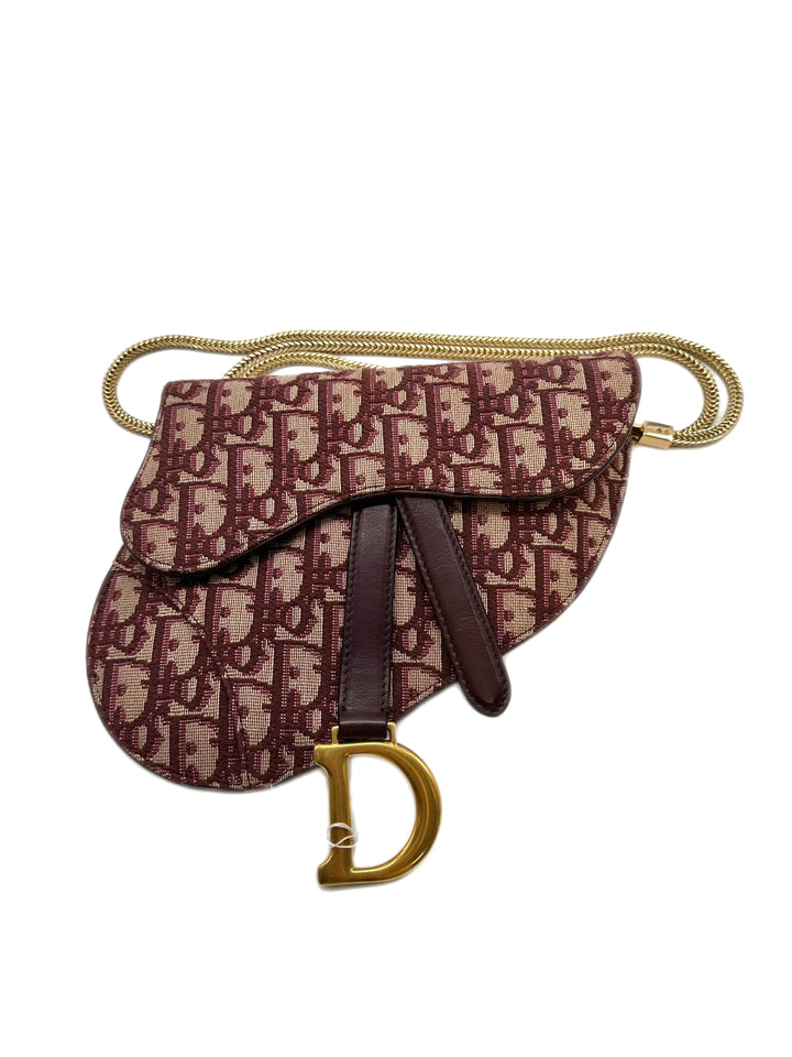 Christian Dior Oblique Saddle Mini Belt Pouch Canvas Red DR207