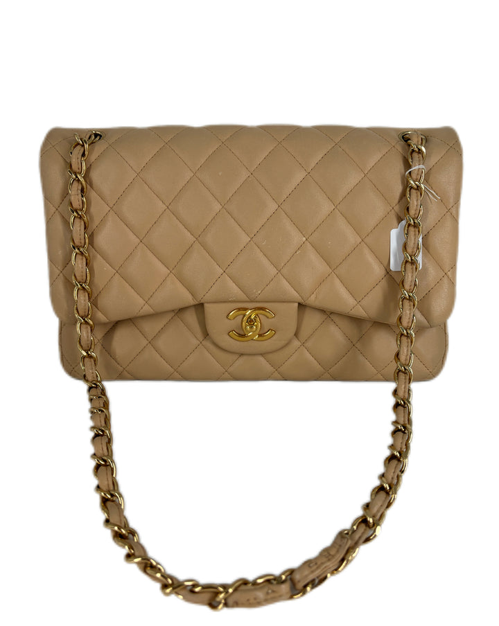 Chanel Quilted Double Flap Beige