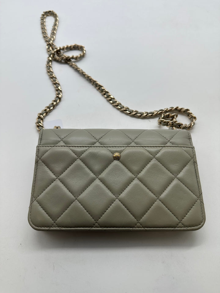 Chanel Lambskin Quilted Resin Flap Bag Grey Microchip CC462AD