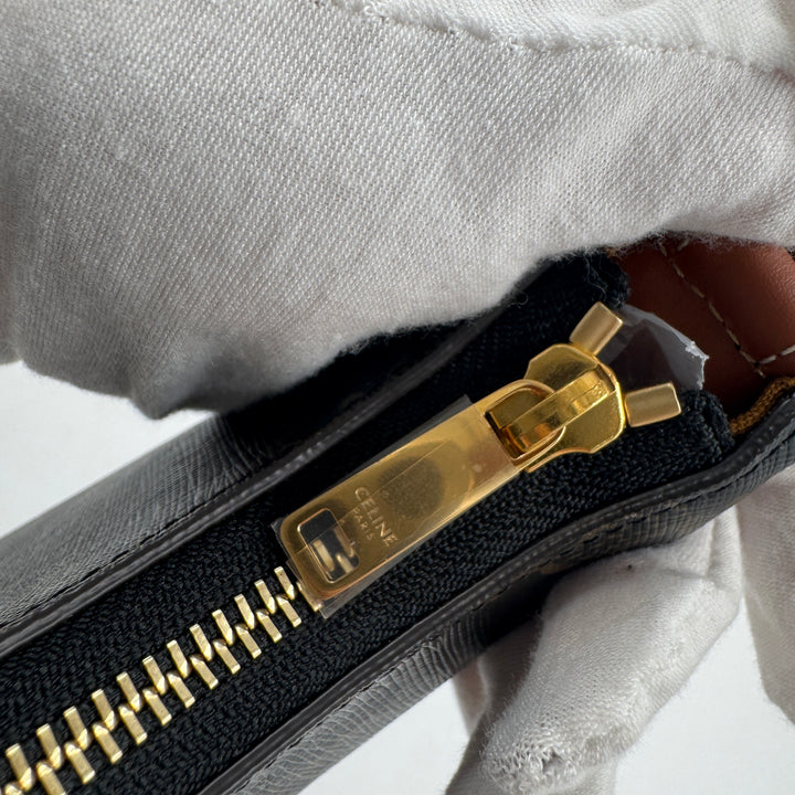 CELINE  Triomphe Canvas Calfskin Ava Shoulder Bag Tan CE Ava