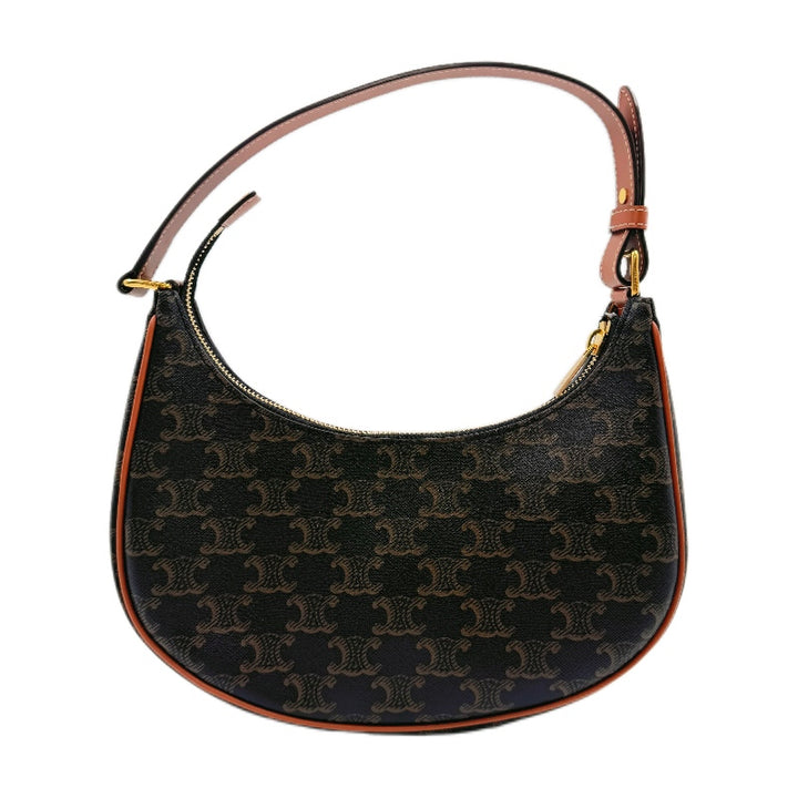 CELINE  Triomphe Canvas Calfskin Ava Shoulder Bag Tan CE Ava
