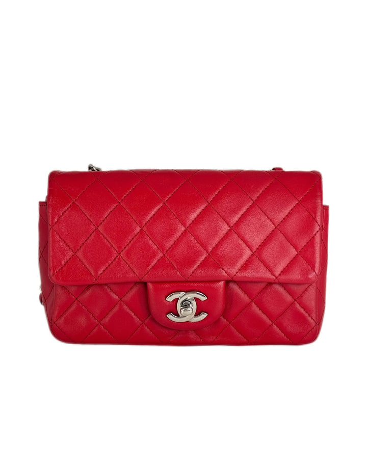 Chanel Quilted Rectangular Flap Red Mini