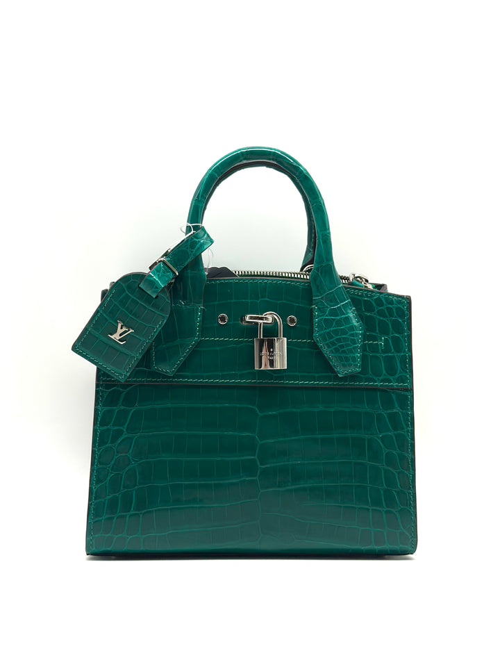 Louis Vuitton City Steamer Crocodile Nano Shoulder Bag Green lv1043