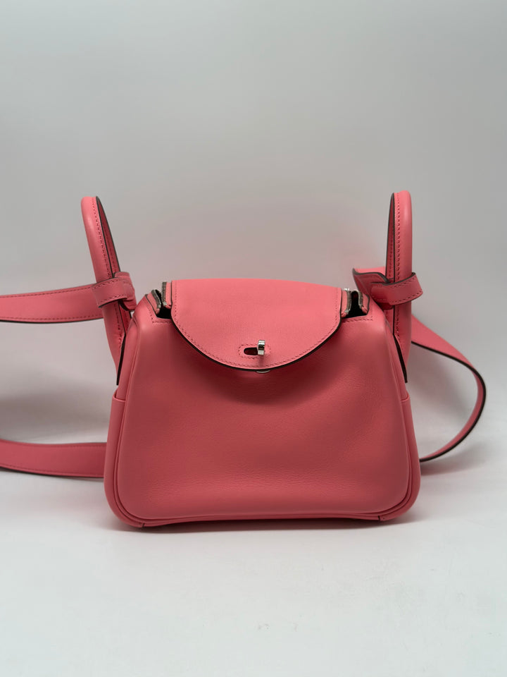 Hermes Mini Lindy Swift 20 Rose/Silver ZCT639 KG HR33