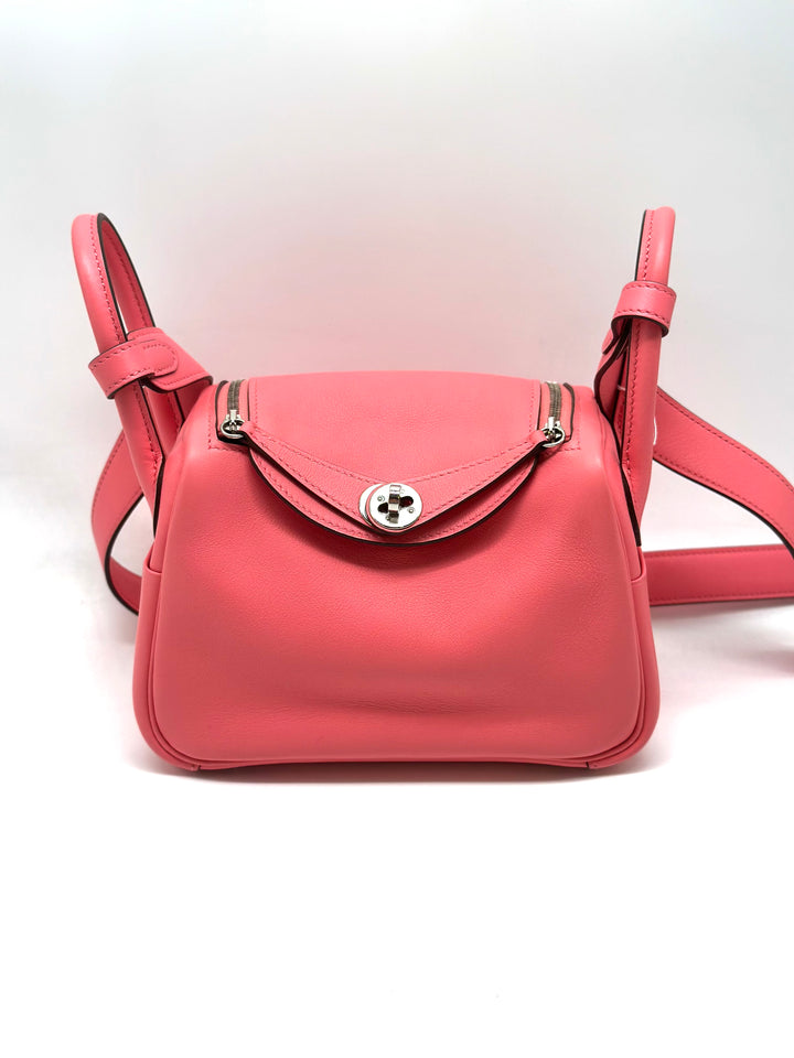 Hermes Mini Lindy Swift 20 Rose/Silver ZCT639 KG HR33