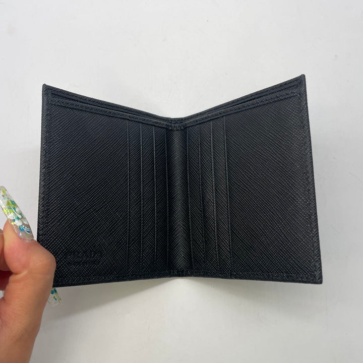 Prada Silver Logo Plaque folder Small Wallet PRCHB