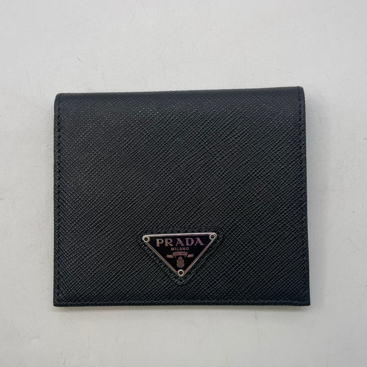 Prada Silver Logo Plaque folder Small Wallet PRCHB