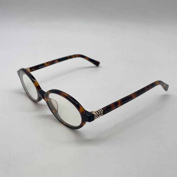 MiuMiu Regard Blue Lens Oval Frame Glasses Tortoiseshell