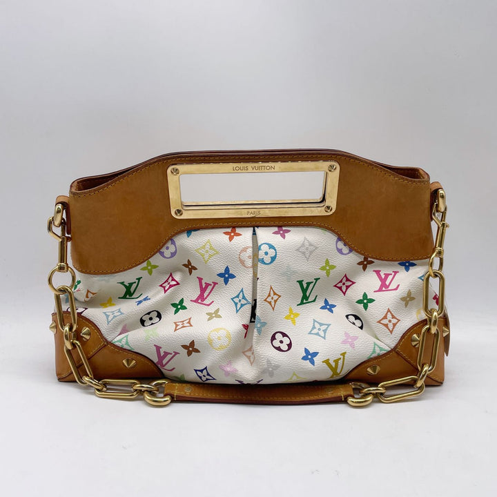 Louis Vuitton Murakami Judy Monogram Shoulder Handbag White LV1174