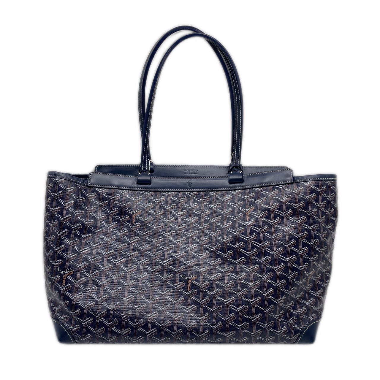 Goyard Bellechasse Leather PM Tote Navy GR18NA