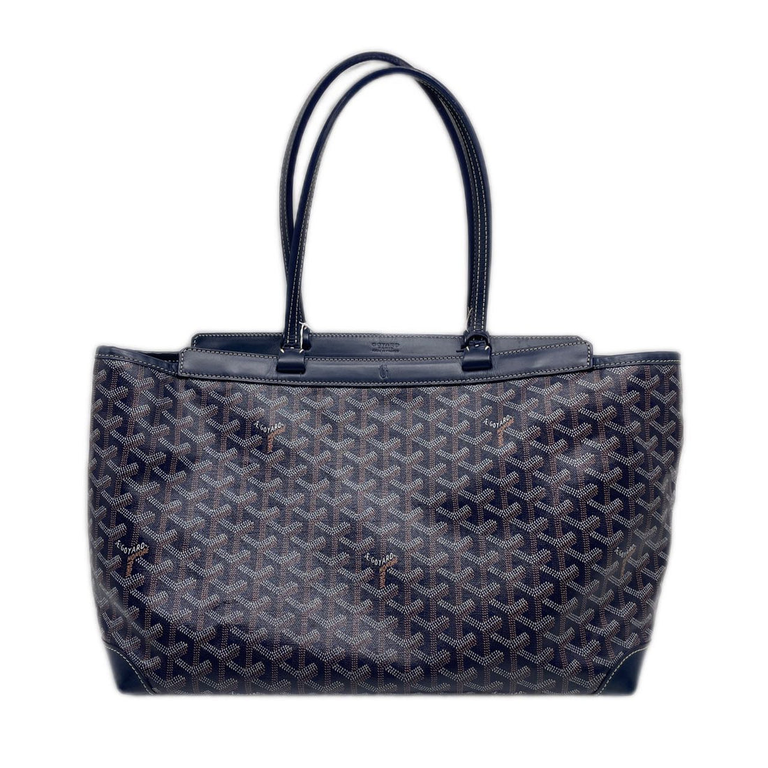 Goyard Bellechasse Leather PM Tote Navy GR18NA