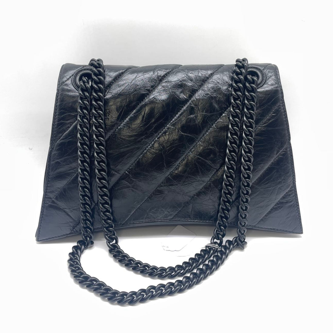 Balenciaga Crush Medium Black Quilted Leather Shoulder Bag BB29