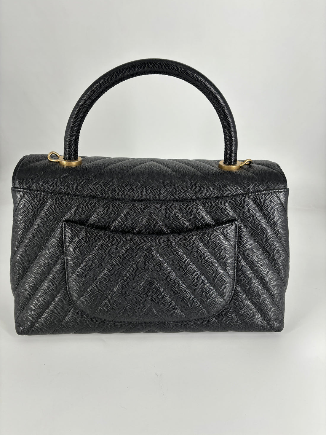 Chanel Coco Top Handle Bag Chevron Caviar Medium