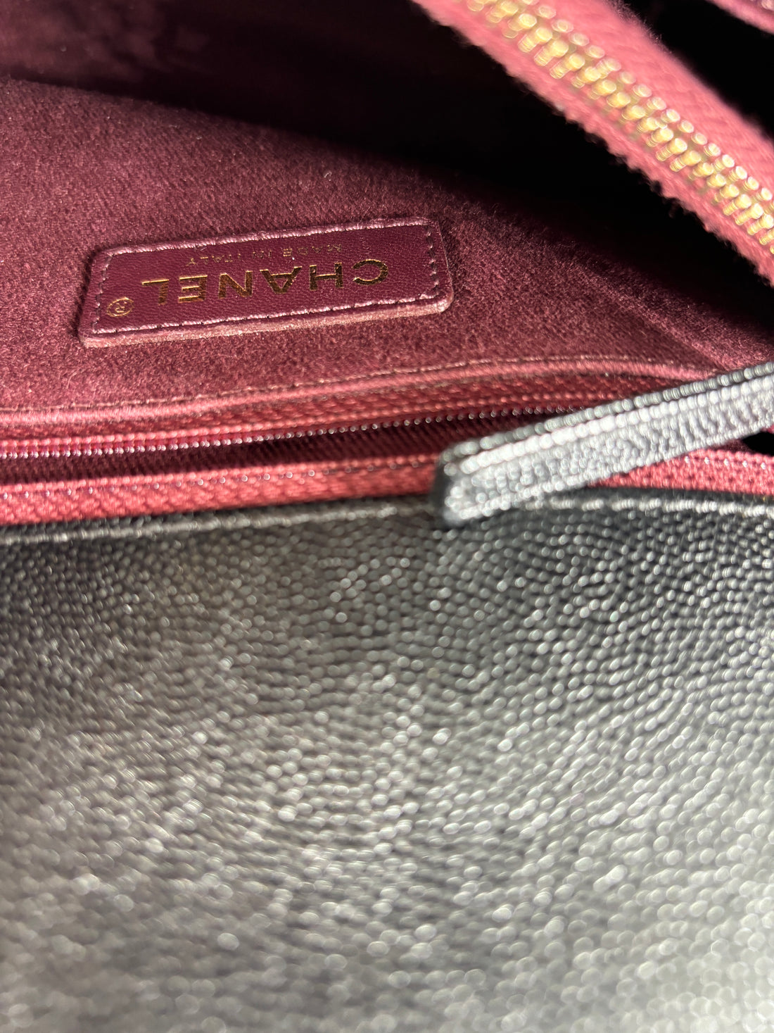 Chanel Coco Top Handle Bag Chevron Caviar Medium