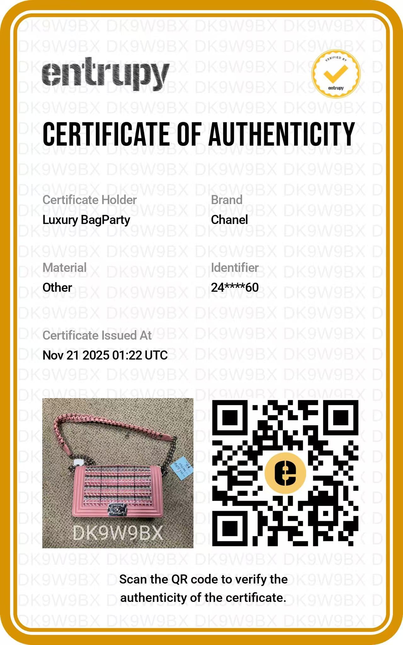 Chanel Woven Leather PVC Chain Matelasse Boy Bag Pink (24***60) CC789NA