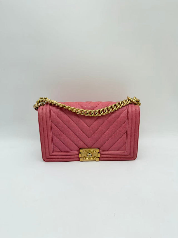 Chanel Chevron Boy Bag Medium Pink (26***41) CC785