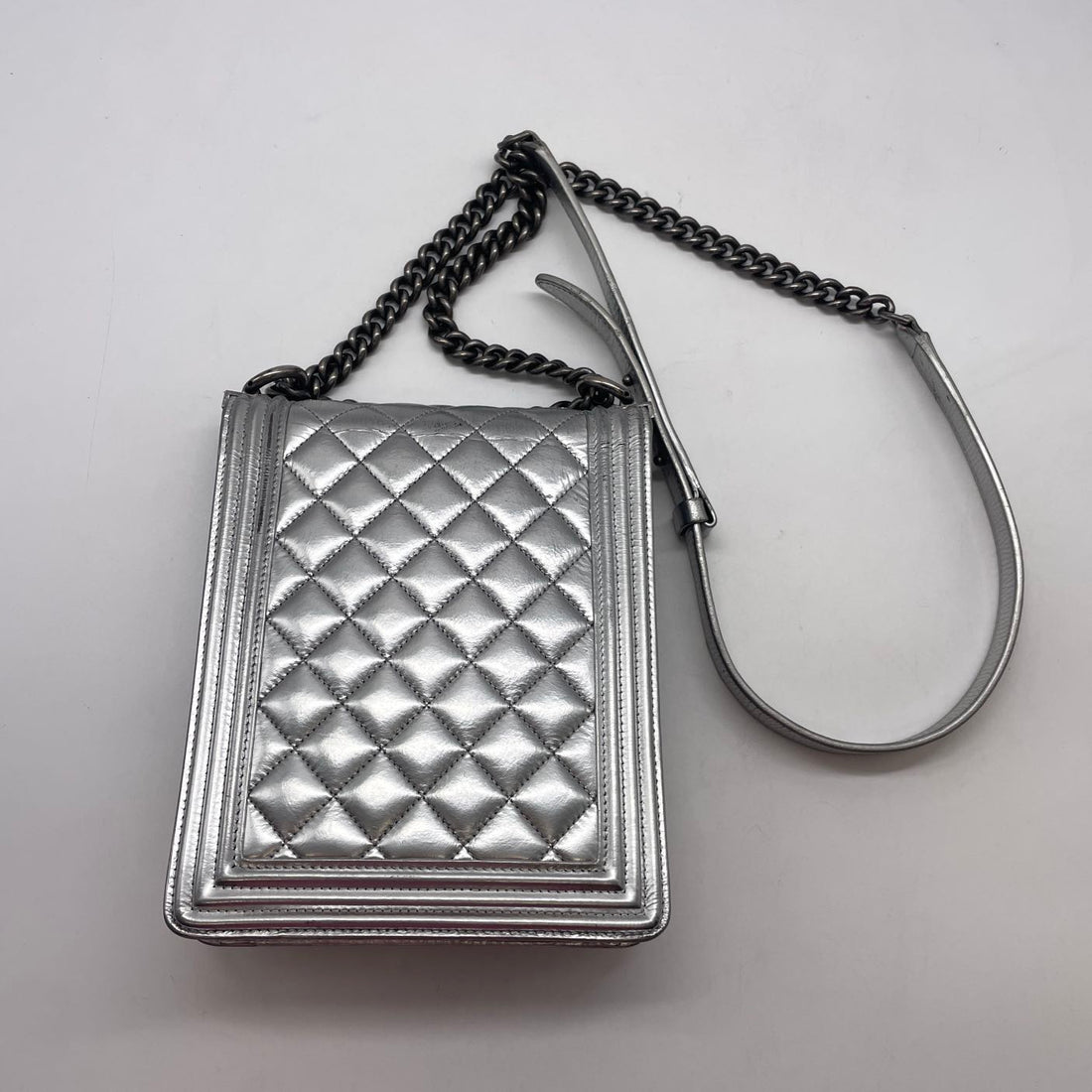 Chanel Vertical Quilted Calfskin Boy Bag Silver (27***83) CC544