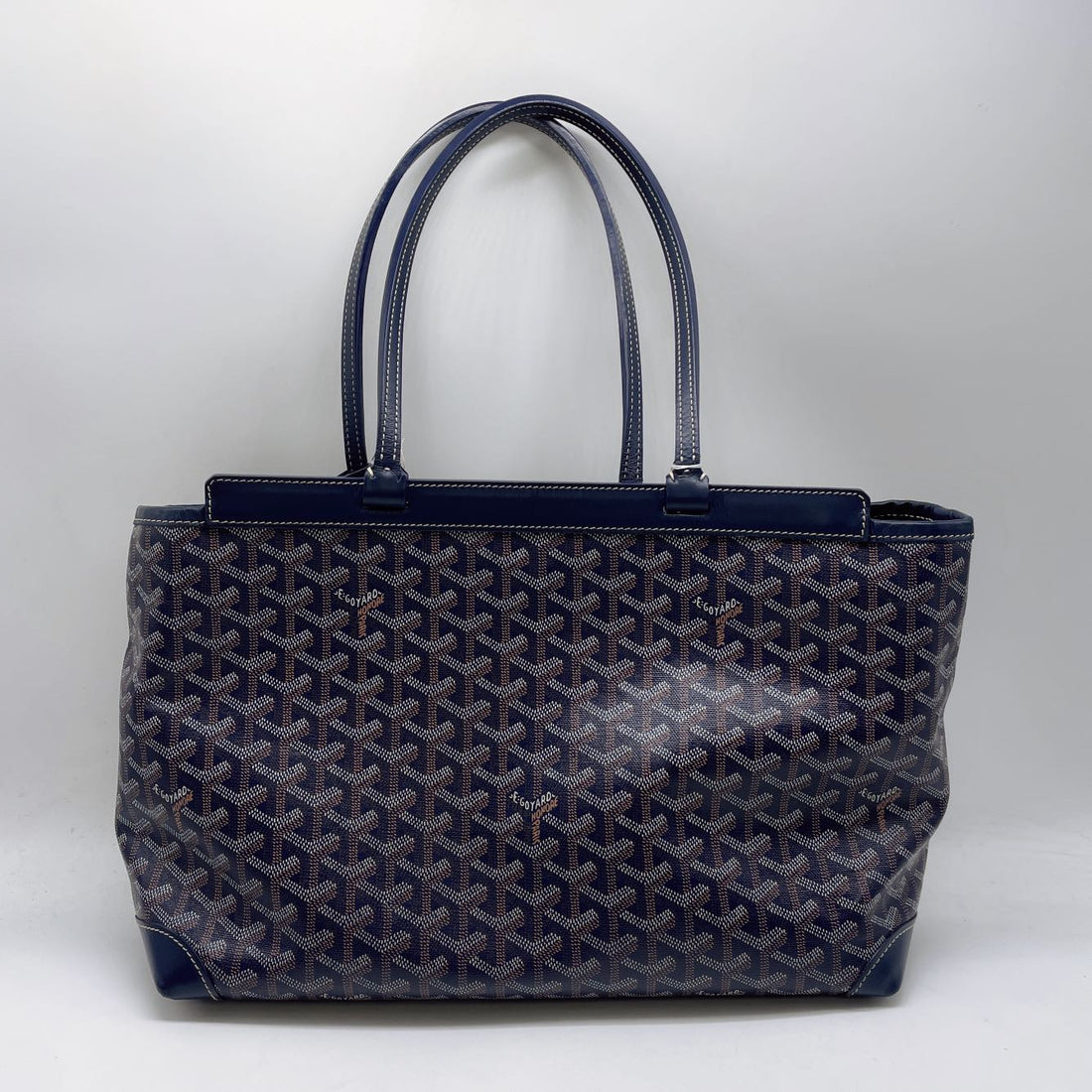 Goyard Bellechasse Leather PM Tote Navy GR18NA