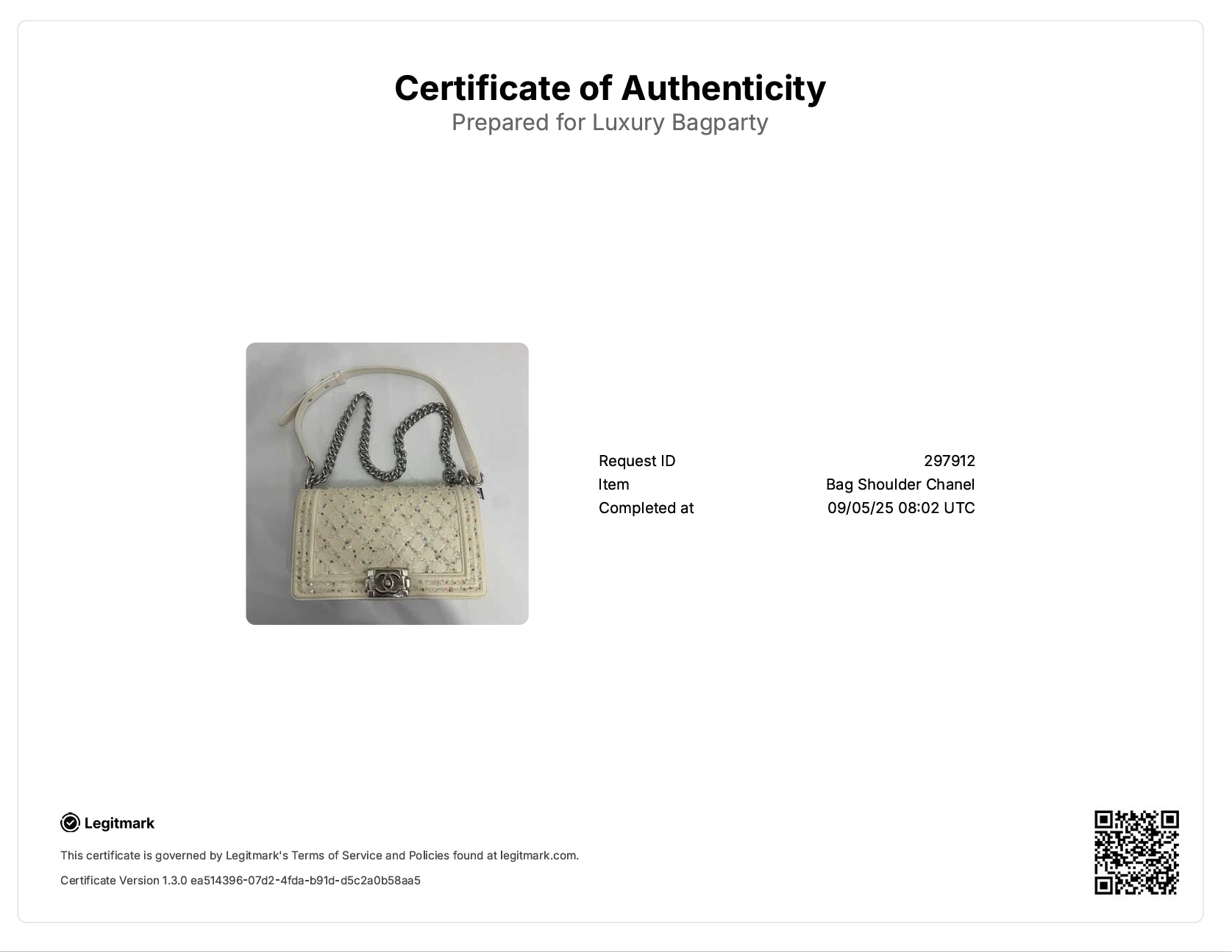 Chanel Sequins Embroidered Medium Boy White (24***85)CC455