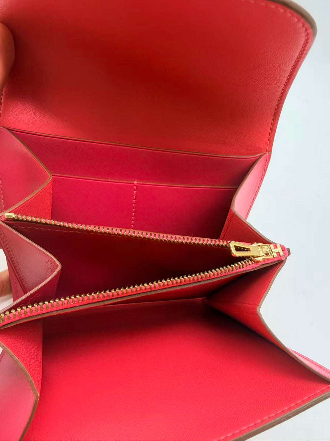 Hermes Leather Constance Half Wallet Pink HR27NY