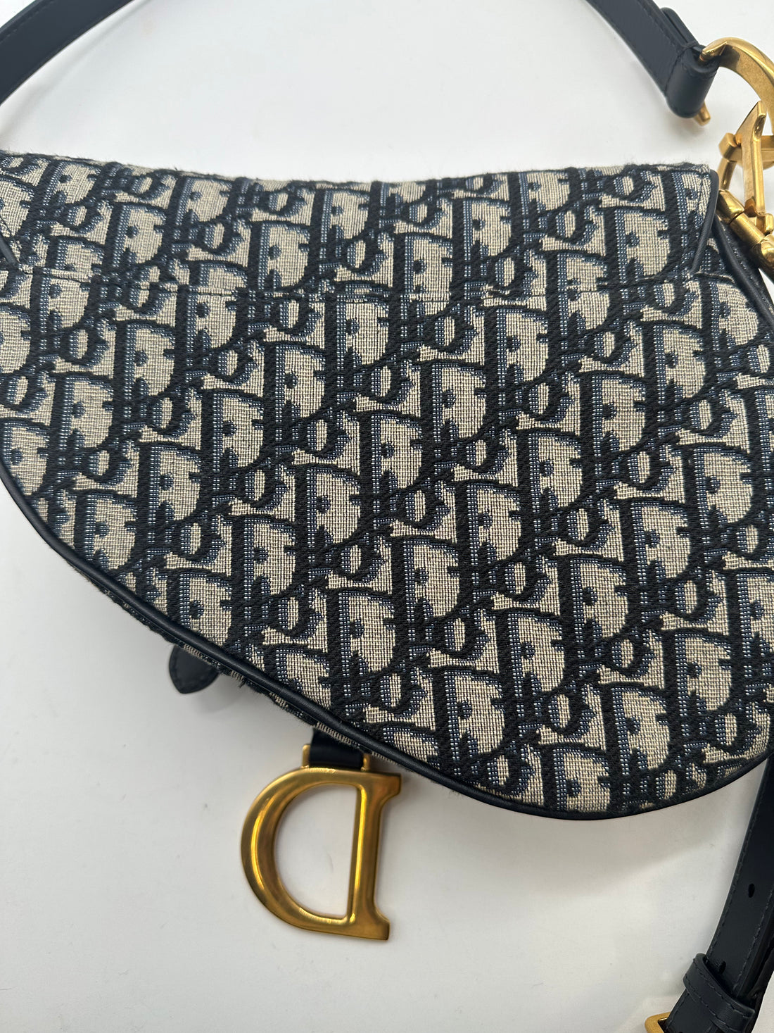 Christian Dior Medium Oblique Saddle Bag Blue DR227