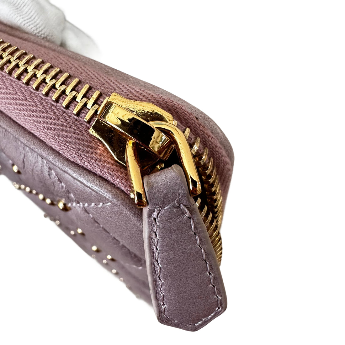 Prada Pink Quilted Leather Studded Continental Wallet