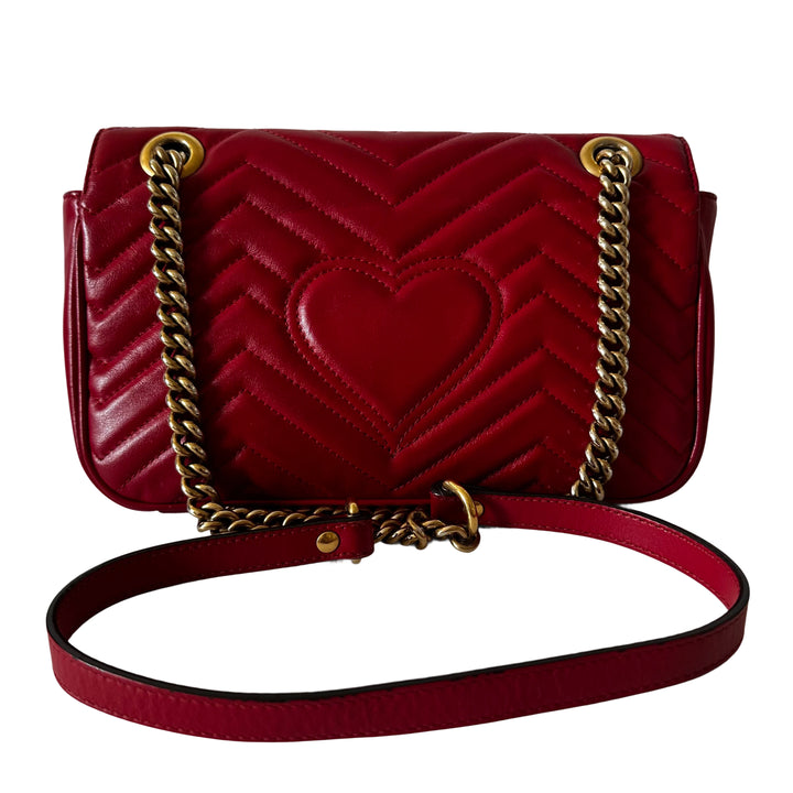 Gucci Matelasse GG Marmont Red Flap Bag Small